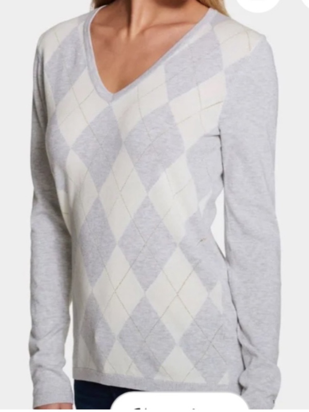 Tommy Hilfiger Women's Gray Argyle Sweater